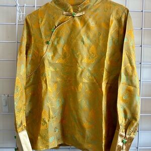 Elegant Gold and Green Men's Shirt